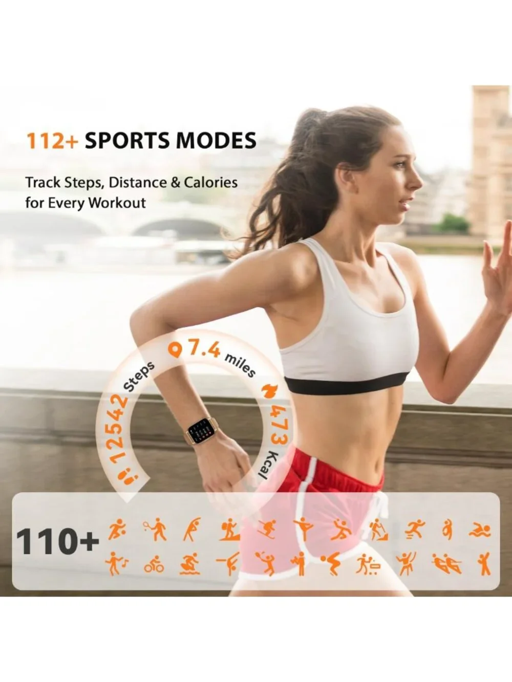 Stylish Smart Watch for Women - Fitness Tracker, Bluetooth Calls, Heart Rate